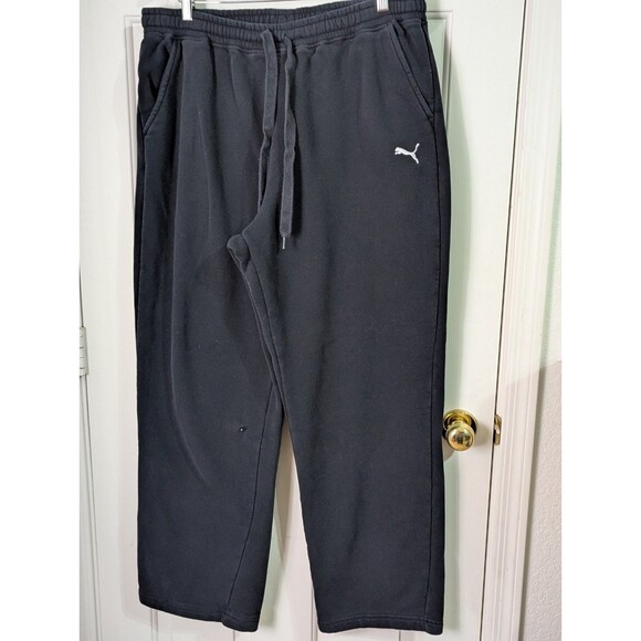 Puma Pull On Sweatpants Mens XL Black Pockets Heavyweight Drawstring Jogger Logo - Picture 1 of 6